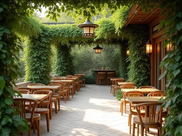 Saklı Bahçe Kafe'nin geniş, yeşilliklerle çevrili bahçe oturma alanı