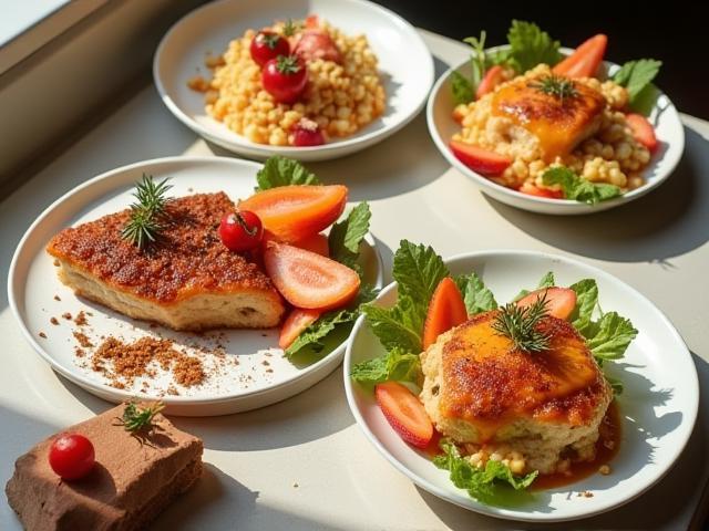 Lezzetli brunch tabağı yanında taze tatlı vitrinimizden görseller