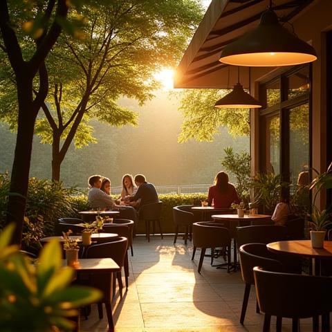 Instagram gönderisi 1: Kafe bahçesinde güneşli bir gün