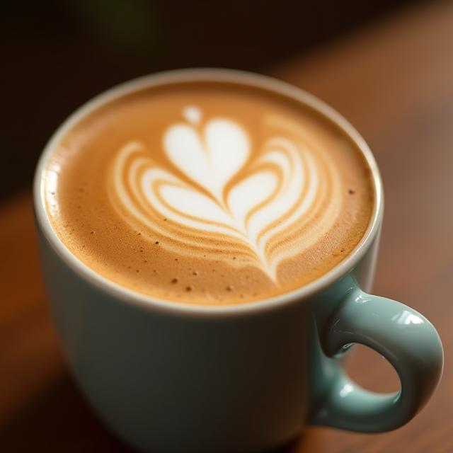 Kahve üzerinde zarif latte art deseni, yakından çekilmiş